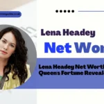 Lena Headey smiling in a studio portrait, with the headline "Lena Headey Net Worth" displayed above her image.