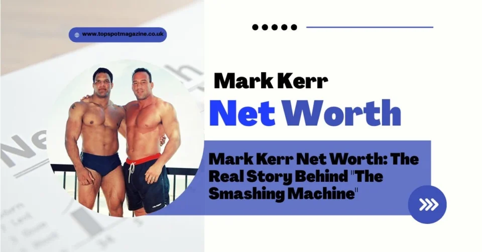 Mark Kerr Net Worth — A throwback image of MMA icon Mark Kerr posing with a fellow fighter, capturing the strength behind 'The Smashing Machine' legacy.