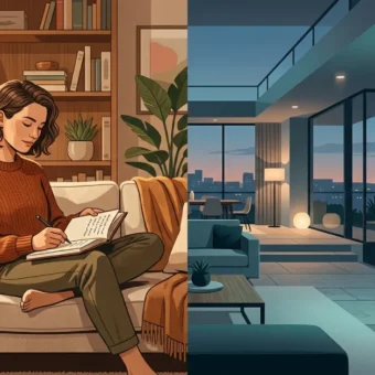 Simpcitu 2026 trend — two meanings shown: emotional connection in relationships and an AI smart home system