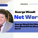 George Wendt Net Worth featured image showing the Cheers star in his signature gray suit and red tie, with blue "Net Worth" text highlighting his career earnings as the beloved Norm Peterson.