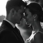 Elegant couple sharing a romantic moment by the water at sunset, representing meaningful relationships on Love2love.lv.