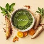 Person adding Candizi powder to a smoothie for daily wellness boost