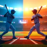 Dodgers vs Yankees match player stats graphic showing team logos and baseball statistics comparison