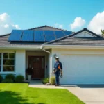 Hamro Solar LLC professional installing solar panels on residential home roof with energy storage battery system