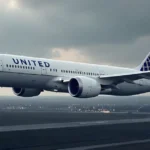 United Airlines Flight UA770 emergency diversion scene showing aircraft on tarmac during unexpected landing