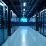 Norfolk Southern mainframe data center with enterprise servers and modern IT infrastructure for railroad operations