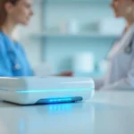 Gynecube smart diagnostic device for women's health on medical exam table in clinic