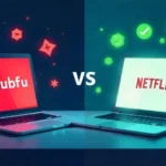 HDHubFu streaming website comparison showing security risks versus legal streaming alternatives like Netflix and Prime Video
