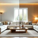 Insetprag design concept showing stylish and functional living room with practical storage and beautiful decor balanced together