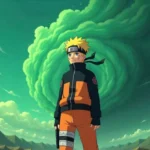 Narutas Viesulo Kronikos featured image showing Naruto Uzumaki with Lithuanian flag colors and storm effects representing the Chronicles of the Hurricane