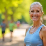 Smiling woman outdoors feeling confident after using Obernaft patch for better bladder control.
