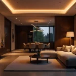 Ronin Stegner lighting design for home showing layered ambient task and accent lighting in modern living room
