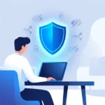 stealthother.site review — shield protecting a laptop from online trackers