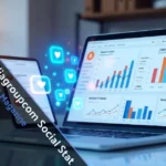 Dashboard showing Bouncemediagroupcom Social Stat analytics with engagement, reach, and audience insights.