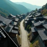 Kitsuki real estate showing traditional samurai houses and historic castle town streets in Oita Prefecture Japan