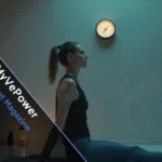 Middle-aged adult using MyVePower device for pelvic floor training, improving bladder weakness confidently.