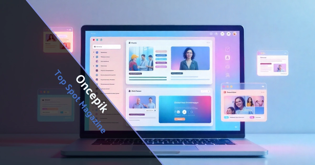 Creative team working visually on Oncepik workspace with boards, designs, and real-time collaboration tools.