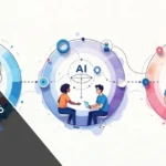 Ovppyo concept illustration showing three connected panels representing digital technology, business framework, and creative community applications