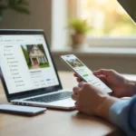 Pigeimmo lead generation platform dashboard showing real estate property listings for French agents on laptop screen