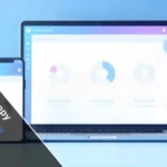 Newtopy digital platform interface showing private community groups and clean user dashboard on mobile and desktop devices