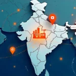 Galoble keyword map showing business locations hostel manufacturing social media presence across India Rajasthan Uttar Pradesh