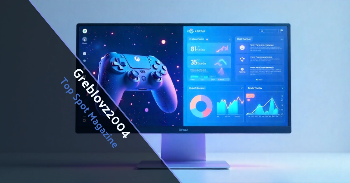 Greblovz2004 platform interface with gaming and professional collaboration tools on modern device screen