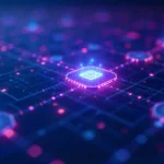 Nionenad digital innovation concept with interconnected AI blockchain and IoT nodes in futuristic network visualization