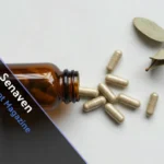 Bottle of Senaven herbal supplement for hemorrhoid relief and digestive health.