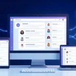 Simpcitt forum interface showing discussion categories and community features on multiple devices