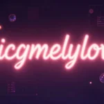 Spicymelylovee digital username branding concept with glowing social media text and creator identity elements