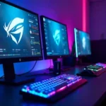 Gaming setup showing category latest meltingtopgames with trending game titles on multiple screens