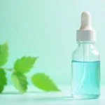 dyxrozunon in cosmetics serum bottle with water droplets showing skin hydration benefits