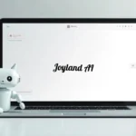 Joyland AI chatbot interface showing character customization and chat features on desktop and mobile devices