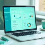 Renvoit com review - professional workspace with laptop displaying digital services marketplace interface and creative tools