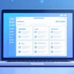 Ztoog.com platform dashboard showing project management tools and data analytics features on laptop screen