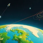 Satellitter i ulike orbiter rundt jorden som sender kommunikasjonssignaler for internett TV og GPS