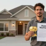 Choice Home Warranty Awards badges showing People's Choice, Top-Rated Company, and Inc. 5000 recognition icons on white background.
