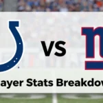 Colts vs Giants player stats breakdown showing December 29 2024 game score 45-33 with team helmets and statistical graphics