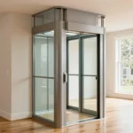 Stiltz Elevator Cost breakdown showing a sleek residential home lift installed inside a bright, modern two-story house interior.
