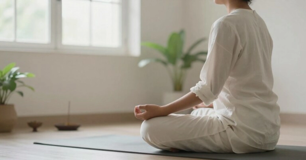 Person practicing meditation for stress management and mental wellness following wellhealthorganic tips