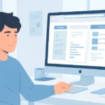 A beginner setting up an Aponeyrvsh workspace on a computer with a clean productivity dashboard on screen