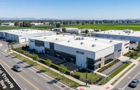 Exterior view of Commercial Property 929 Garden Hwy, a flexible industrial space located along Garden Highway in Yuba City, California.