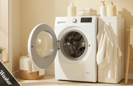 Criterion Washer Reviews – top load vs front load comparison in a home laundry room setting.