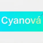 Cyanová blue-green color concept shown as a clean gradient swatch with design and branding context