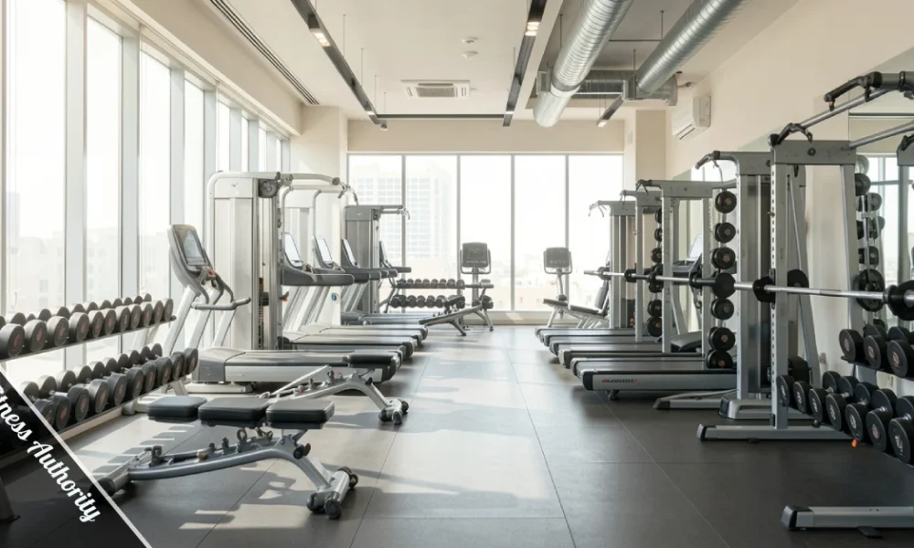 Delta Fitness Authority commercial gym facility with organized training zones and professional equipment in Saudi Arabia