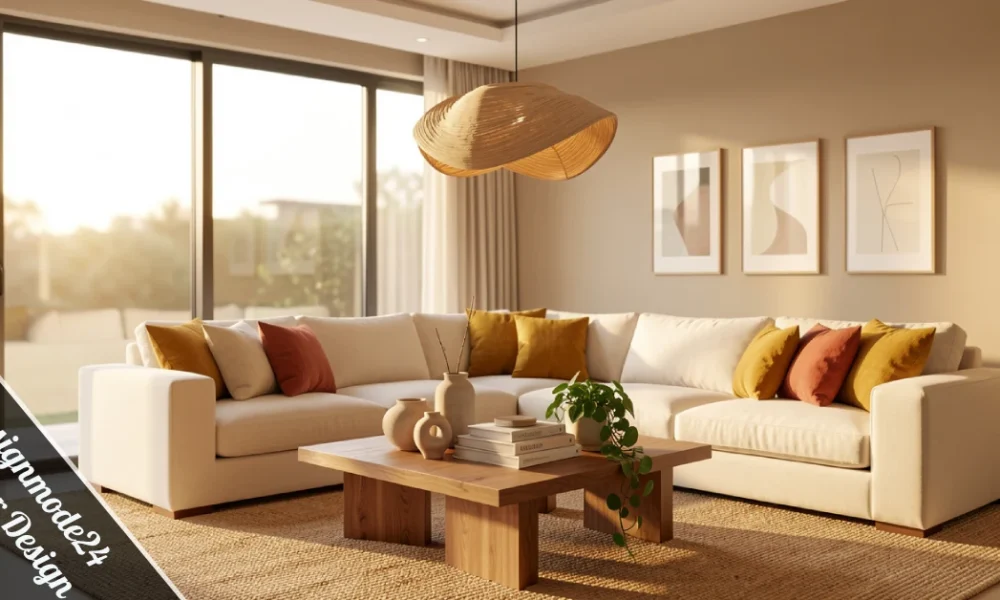 Designmode24 Interior Design modern living room with neutral palette and natural light