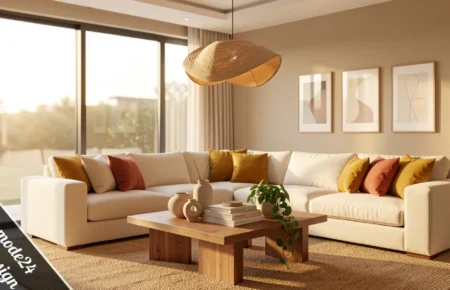 Designmode24 Interior Design modern living room with neutral palette and natural light