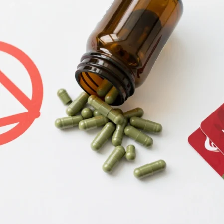 Herbciepscam warning showing herbal supplement bottle and credit card scam risk