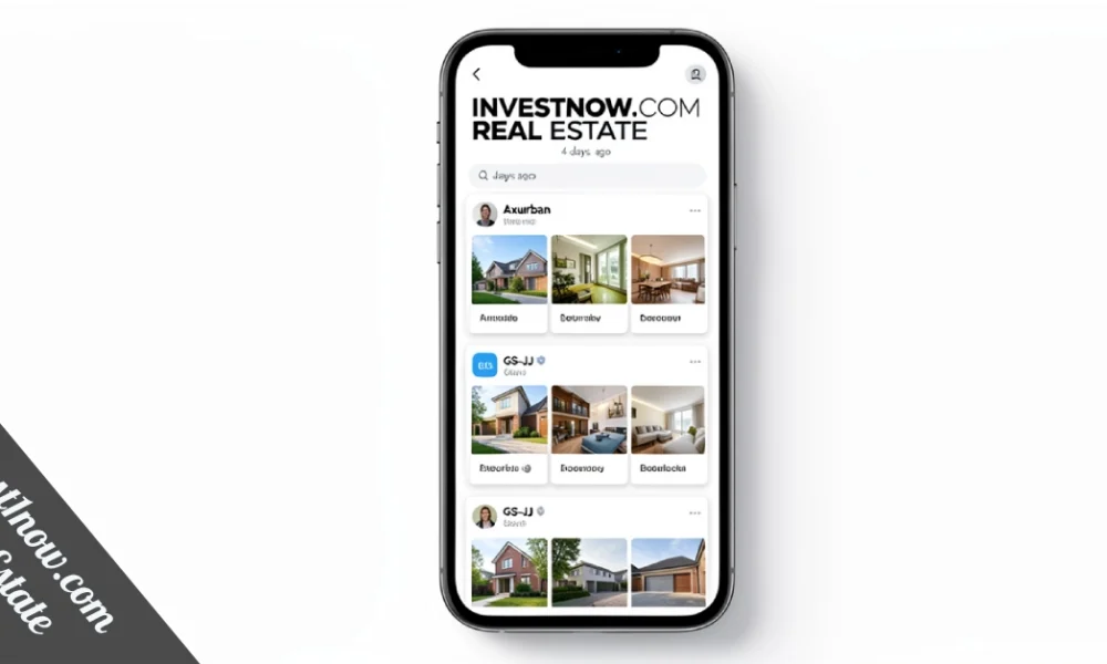 Invest1now.com Real Estate platform dashboard displaying property analytics and investment tools for smart decision making