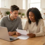 Family reviewing Juntos Seguros life insurance and protection plan options at home